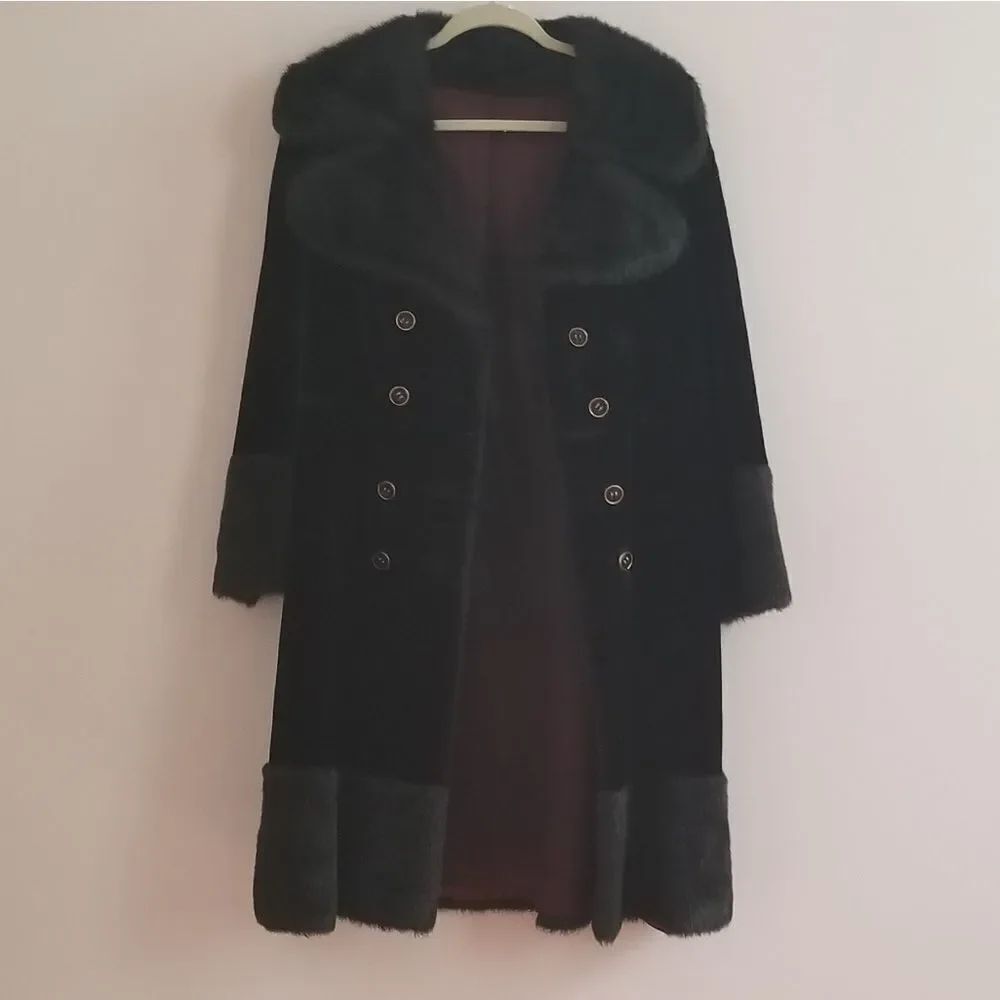 Vintage black Faux Fur Coat